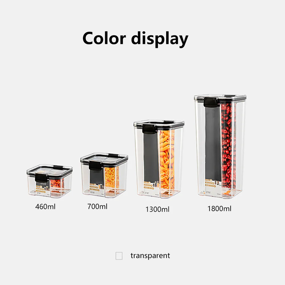 

Food Storage Container Plastic Kitchen Refrigerator Noodle Box Multigrain Storage Transparent Sealed Cans 700/1300/1800ML