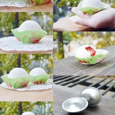 

Free shipping 100 pcs 3 size 3D Aluminum Alloy Ball Sphere Bath Bomb Mold Cake Puddings Pan Tin Baking Pastry Mould