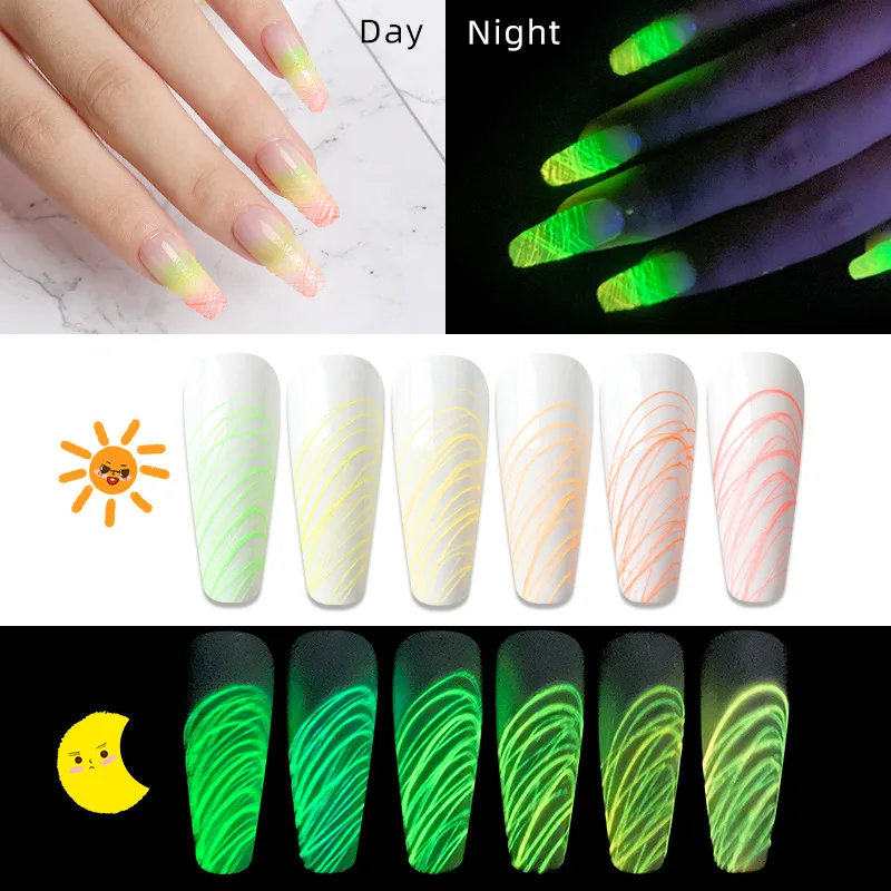 

Nail Art Luminous Wire Drawing Gel Nails Polish Spider Web Varnish Painting Liner DIY Design Black White Lacquer UV Manicure