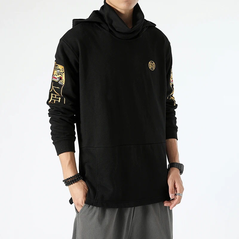 Мужской свитер в китайском стиле пуловер с капюшоном толстовка воротником