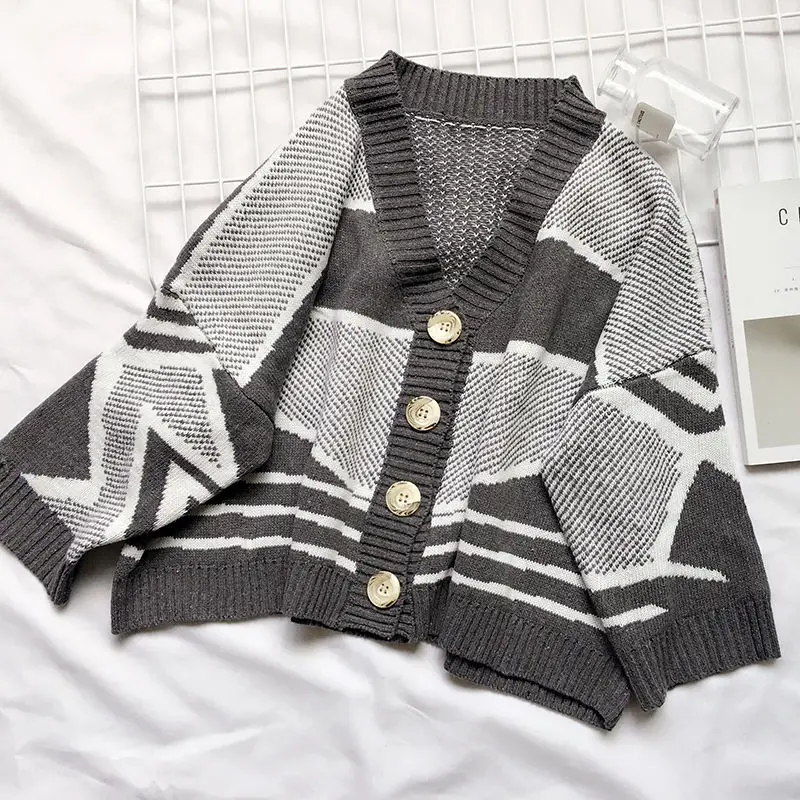 

Cardigans Women Vintage Knitted Sweater Cardigans Autumn Winter Elegant Button Up Coat Female Open Stitch Sweater Outerwear