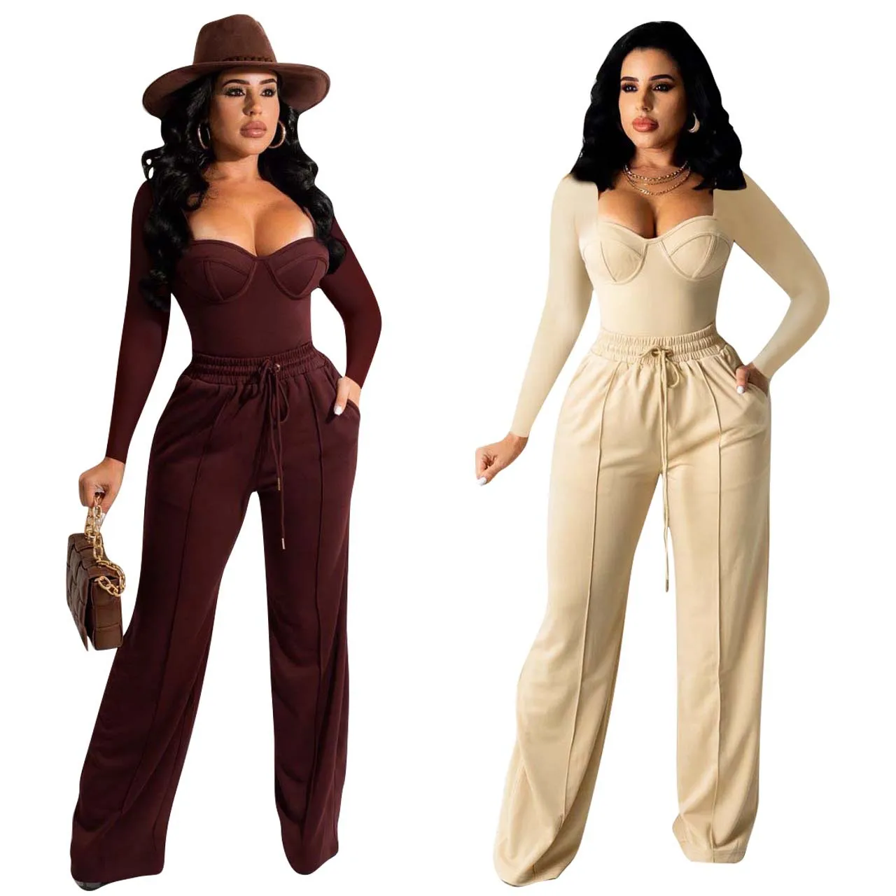 

Casual Women Tracksuit Two Piece Set Crop Tank Top Shirt And Long Pants Sportsuit Matching Set Clothes For Women