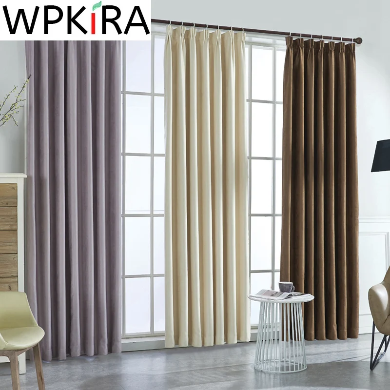 Нордические Современные однотонные замшевые бархатные шторы блэкаут для