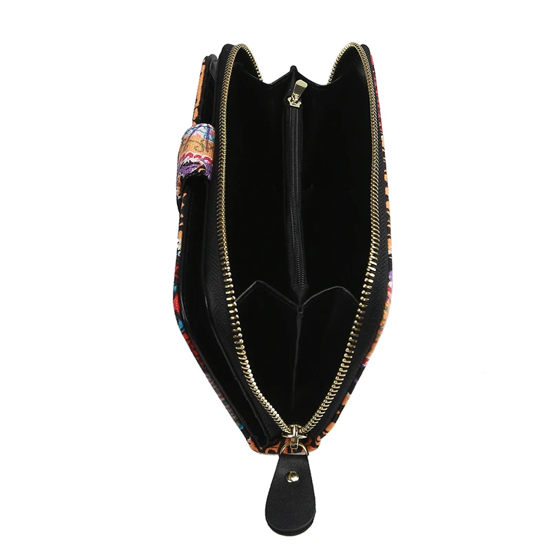

Canvas Wallet Bohemia Zipper Coin Purse Women Handbag Printed Long Clutch Card Holder