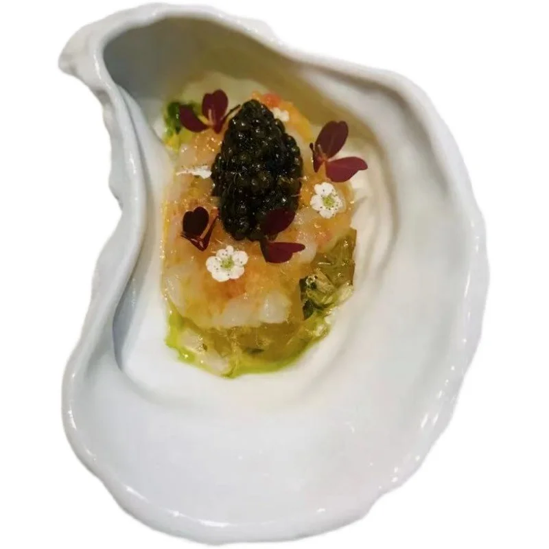 

Irregular Ceramic Plate Oyster-shaped Dinner Plate Dessert Plates Fruit Snack Tray Decorative Plates Seasoning Bowl Spice Dishes