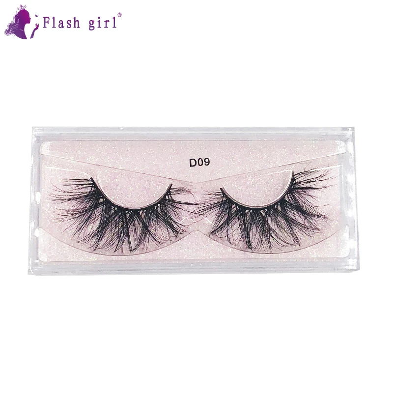 

Flash Girl Professional Eyelashes Vendor D09 Thick Handmade Soft Eyelash Extension Natural Volume 3D Real Mink Eye Lashes