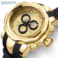 gold watch men big dial 3d rotating mens watches top brand luxury silicone strap climbing sport gift for men relogio masculino