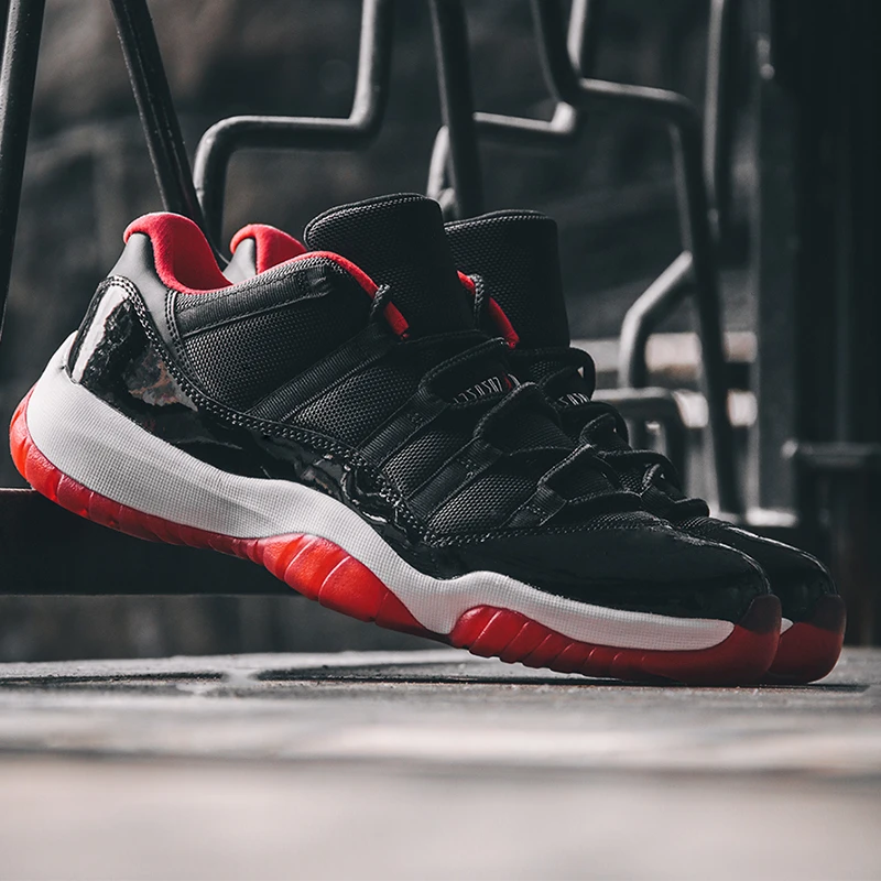 Мужские баскетбольные кроссовки Nike Official AIR JORDAN 11, амортизирующие, Нескользящие, устойчивые к истиранию, спортивные кроссовки 528895-012