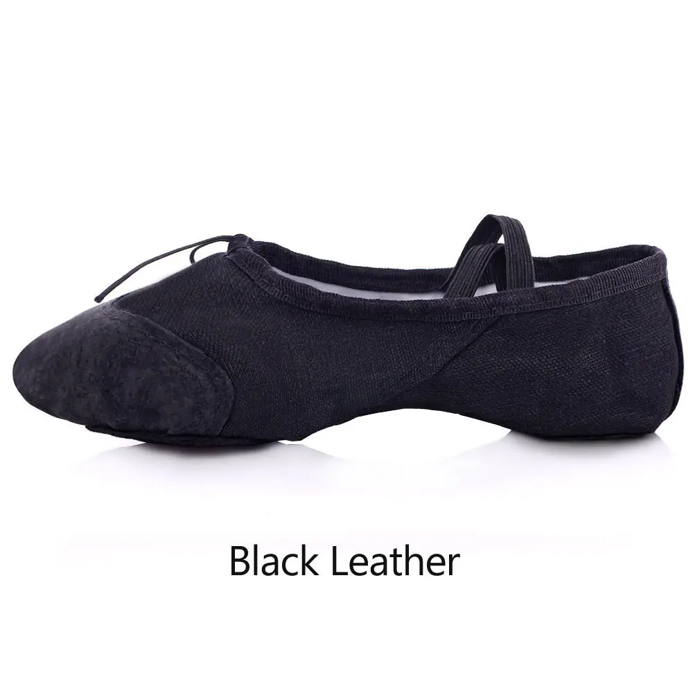 Black Leather Детские Балетные танцевальные туфли; женские парусиновые тапочки для занятий йогой; женские танцевальные туфли для спортзала; Детские Балетные кроссовки; Разноцветные; - Цвет: Black Leather