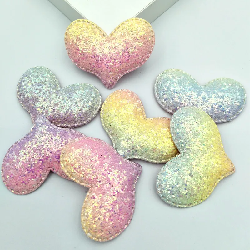Многоцветный 10 шт. аппликации блестки сердце патчи для волос зажим Декор мягкие патчи для DIY ремесла одежда головные уборы шляпа аксессуары - Цвет: Многоцветный
