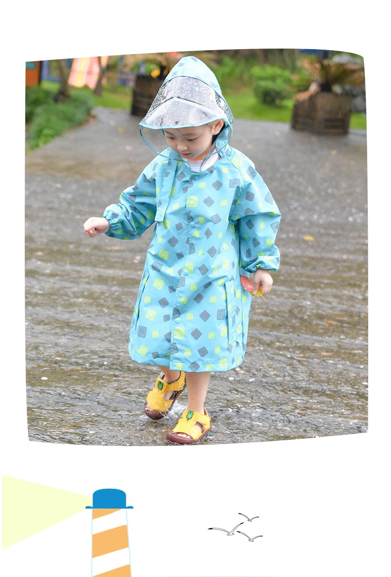 Модный прозрачный чехол от дождя с большими полями для детей водонепроницаемый