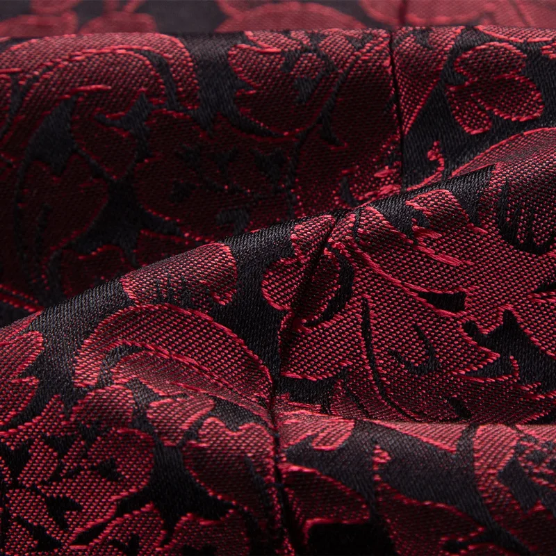 

Rsfocus Burgundy Floral Jacquard Suit Jacket Shawl Collar Wedding Groom Prom Slim Fit Tuxedo Party Dinner Singers Blazers XZ075