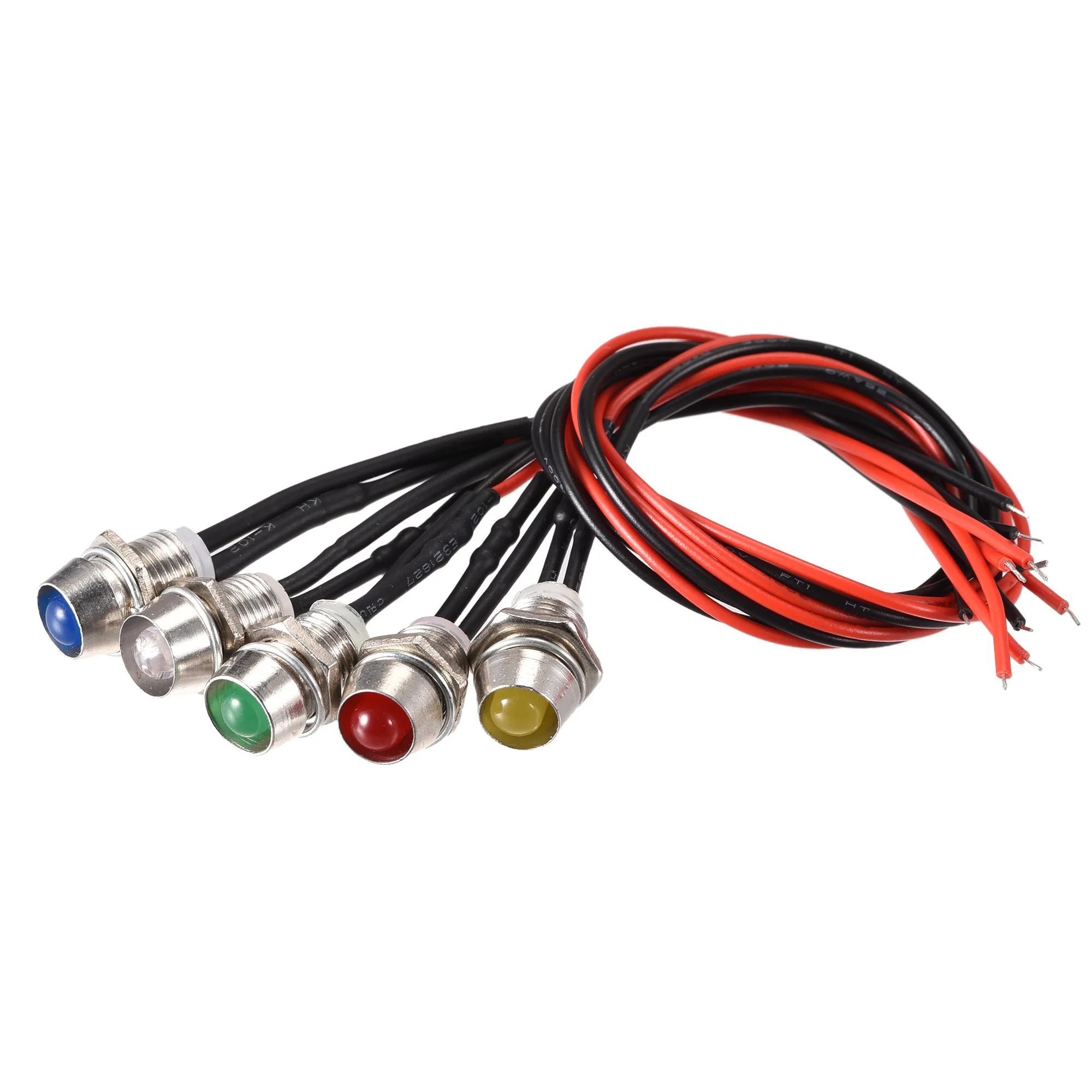

Uxcell Signal Indicator Light 12V 8mm Panel Mount Red Yellow Blue Green White 5 Pcs