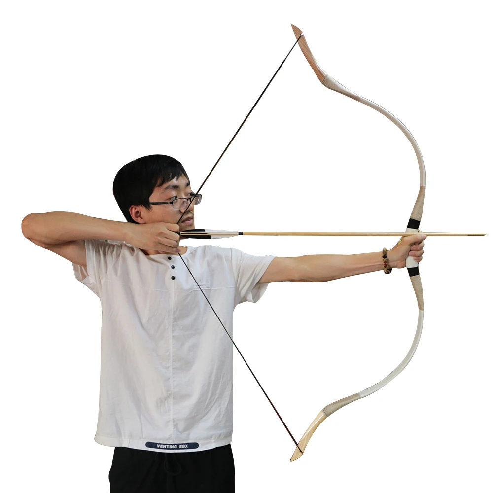 

Traditional Archery Bow One-Piece Outdoor Recurve Bow Genuine Leather Wooden Bow 30-70 Lbs 136cm Fiberglass Bow Limbs