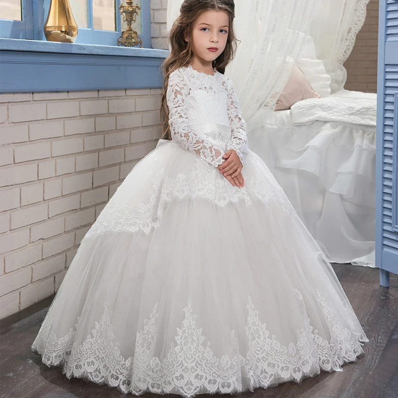 

Teenager Long Bridesmaid Dresses For Girls Children Lace Princess Backless Gown Party Wedding Dress Kids Pageant Dresses 8 12 Y