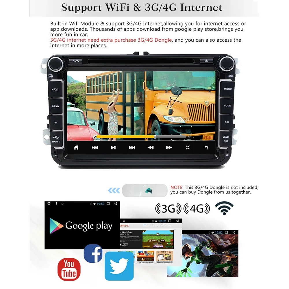 Автомагнитола 2 Din Android 7 1 DVD-плеер GPS-радио для VW GOLF 6 Polo Bora JETTA B6 PASSAT Tiguan SKODA OCTAVIA 3G OBD +