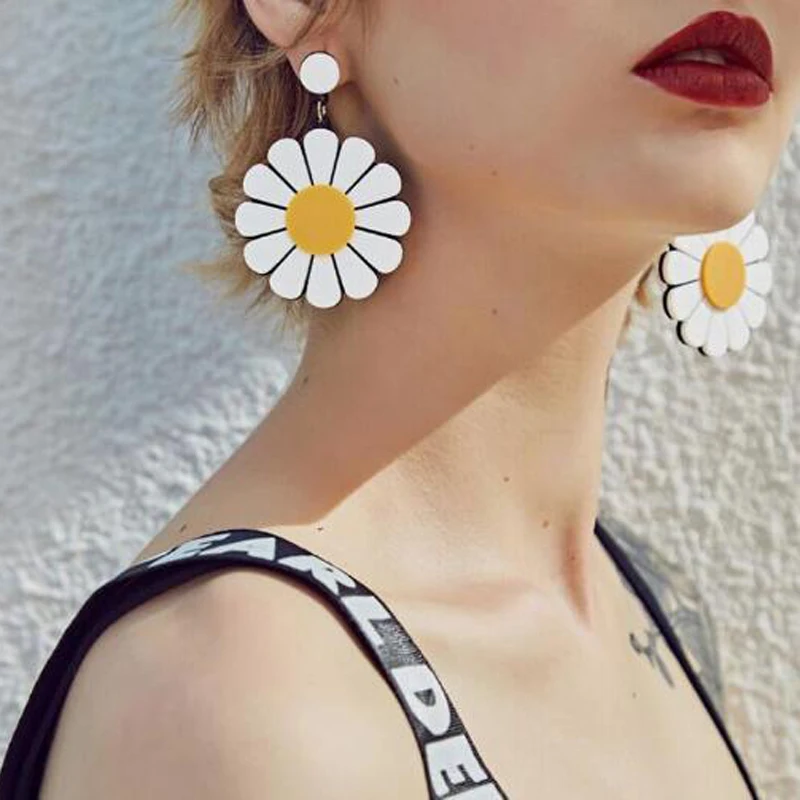 FishPeach геометрические цветы фрукты увеличенные Длинные акриловые Висячие серьги