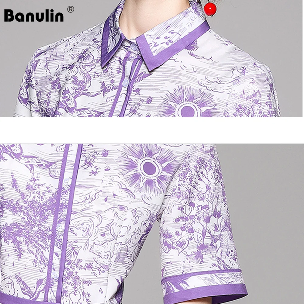 

Banulin Summer Party A-line Midi Dress 2021 Women Runway Floral Print Elegant Boho Short Sleeve Sexy Vintage Dress Vestidos