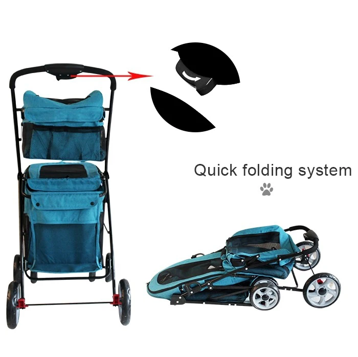 Рекламная два слоя Портативный складной собака/кошка коляски/переноска Тележка