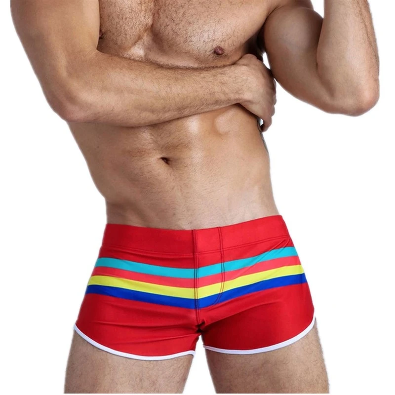 

2021 Sexy Stripes Men Swimwear Swimsuit Man Men's Swimming Trunks Shorts Push Up Pad Mens Swim Briefs Beach Surf Bathing Suit