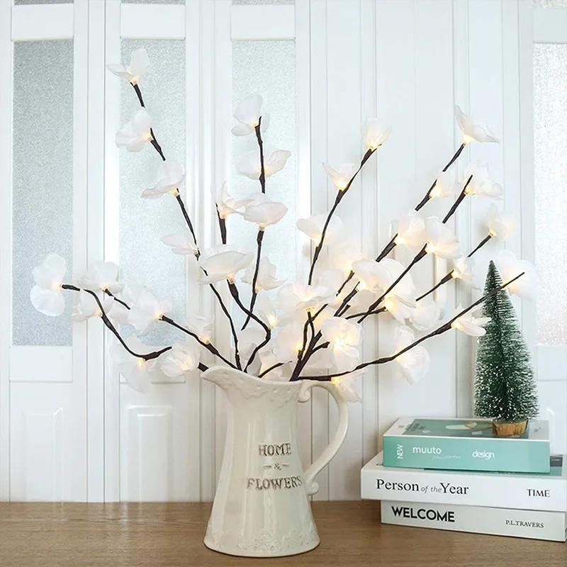 

73cm LED Simulation Orchid Branch Lights 20 Bulbs Christmas Vase Filler Floral Light Holiday Garden Party Desktop Decor Lights