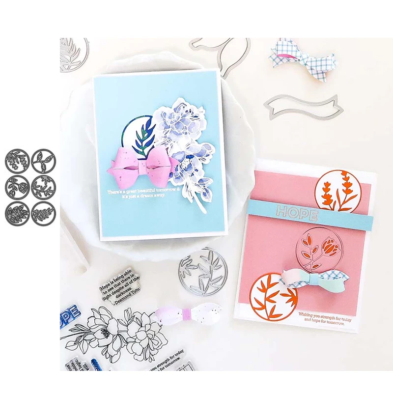 JC 6 шт. в виде цветов и листьев Круг металлический Трафаретный вырубной штамп для