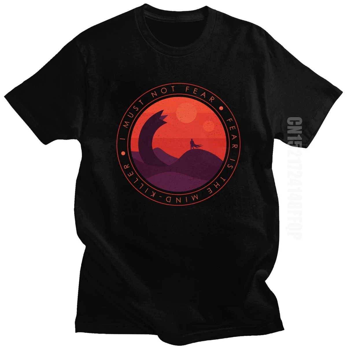 I Must Not Fear Dune T-Shirt for Men O Neck Shirts Herbert Frank Arrakis Sandworm Science Fiction Sci Fi Movie Tshirt Cotton Tee