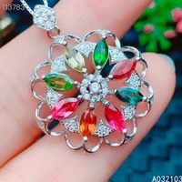 kjjeaxcmy fine jewelry 925 sterling silver inlaid natural tourmaline girl fresh elegant rainbow color gem pendant support check