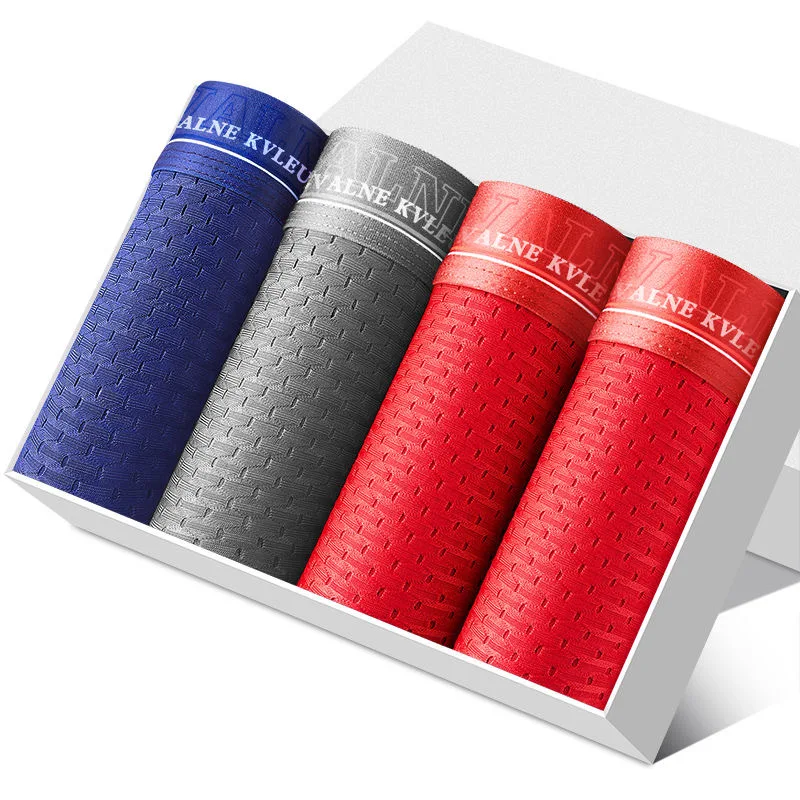 Male Boxer Panties Ice Silk Men's Underwear Boxers Breathable Man Boxer Underpants Comfortable Mesh U Convex Pouch Shorts L-4XL