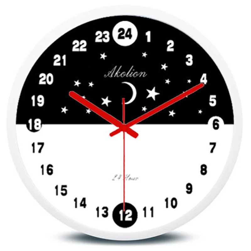 Новейшие 24 часовой циферблат дизайн 12 дюймов пластиковая рамка современные