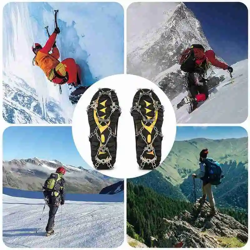 

23 Tooth Double Chain Steel Silicone Crampons Shoes Large Male Outdoor Ski K7R4