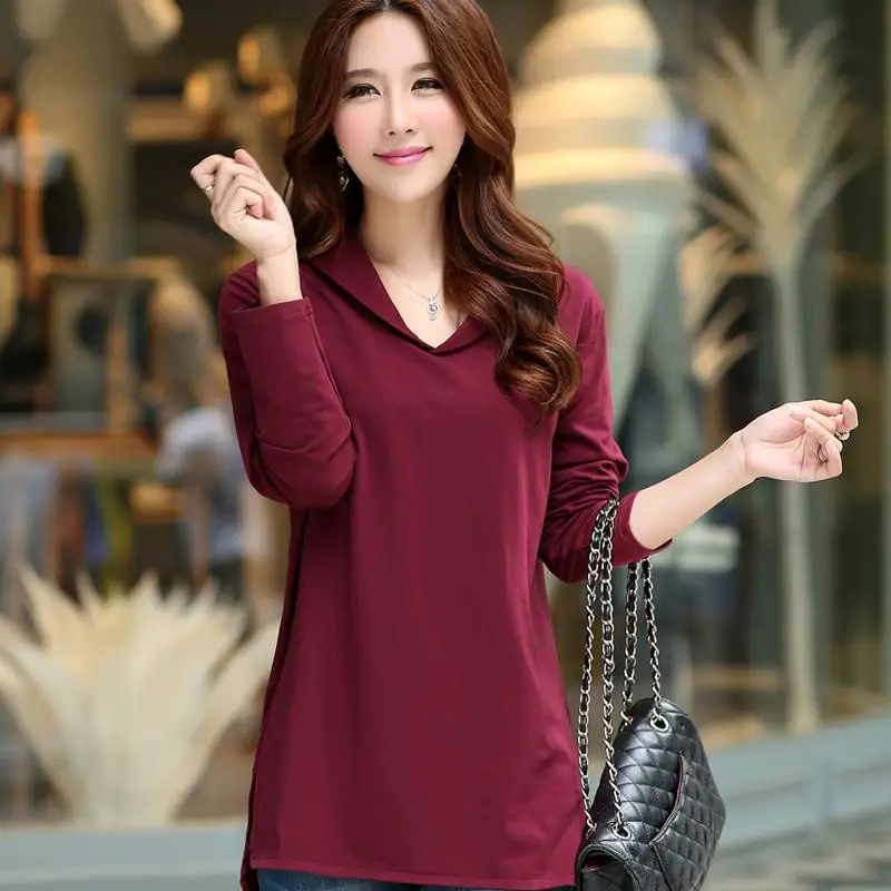 

Корейская версия весны 2020 Новая повседневная рубашка с длинным рукавом большого размера Женская одежда средней длины с v-образным вырезом с...