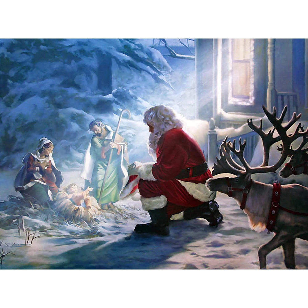 Бриллиантовый рисунок Рождество горный хрусталь Вышивка крестом полный