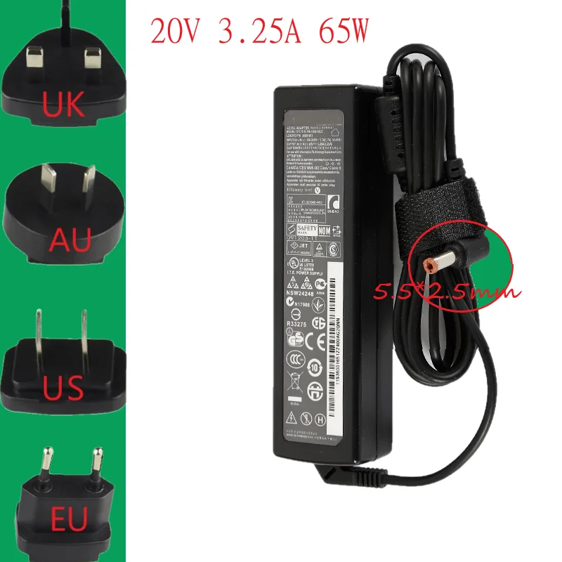Оригинальный 20V 3.25A 65W Замена адаптера переменного тока питания для ноутбука