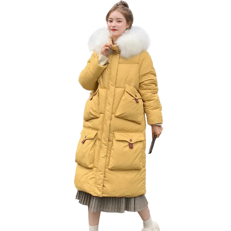 

Long Coat Women Jacket Solid Hooded Fur Collar Ladies Coat Warm Thick Female Winter Jackets Winter Coat Women Parkas Down jacket