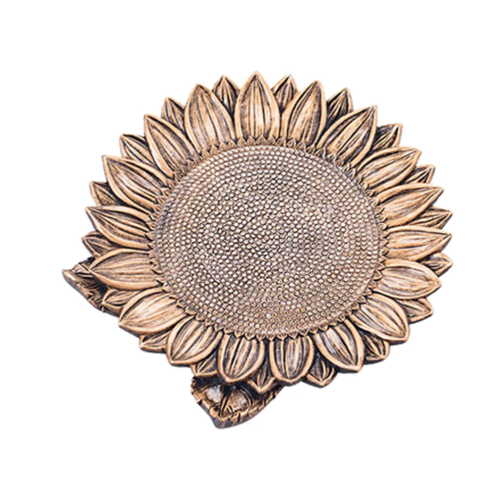 

Resin Dried Fruit Plate Serving Tray Snack Plate Storage Plates Simulation Plants Nut Dish Storage Jewelry Tray (Bronze Sunflowe