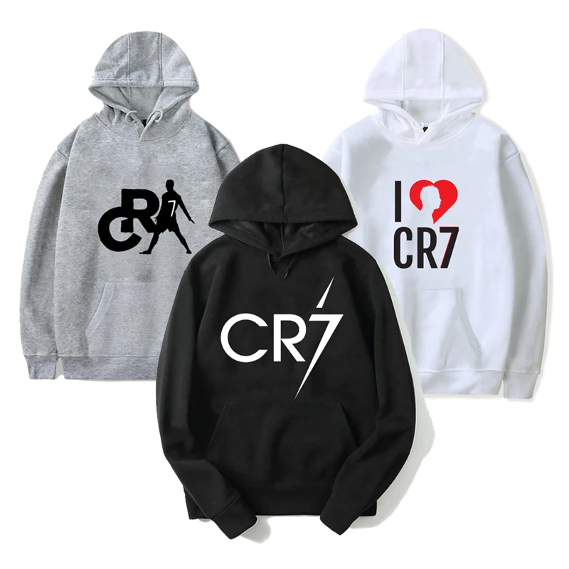Толстовка с капюшоном для мужчин и женщин из хлопка принтом Криштиану Роналду CR7