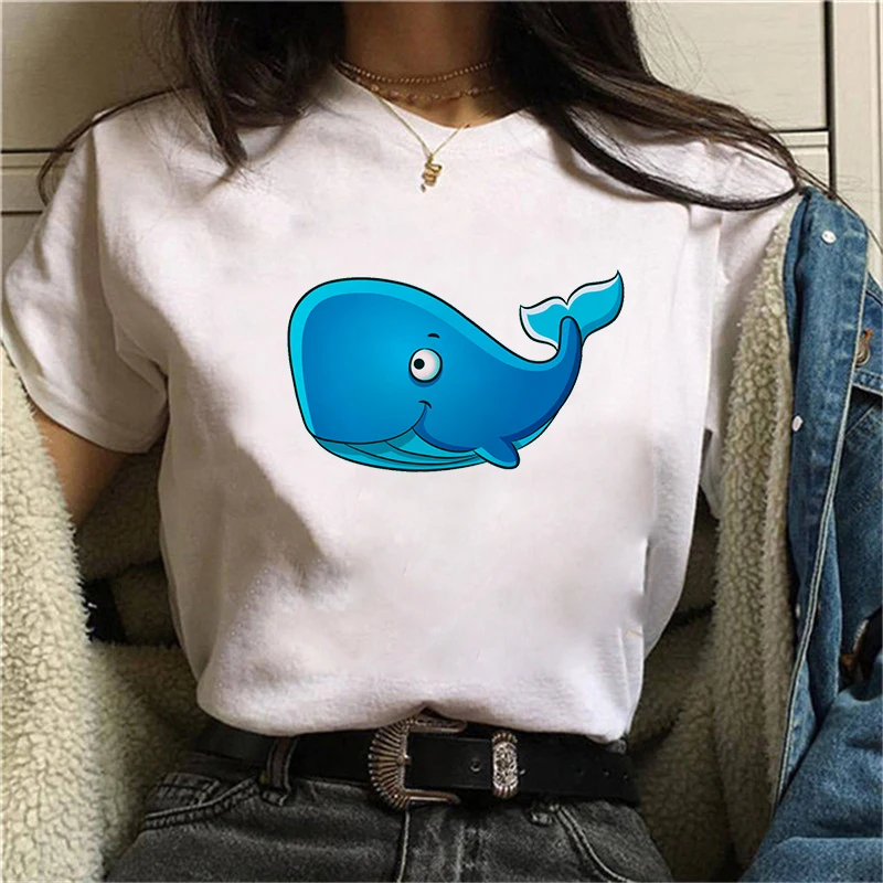 

2021 Women T Shirt Cartoon Animal Print Casual Girls Top Tees Korean Fashion Tshirt Oversize Female Ladies Summer Short Sleeve