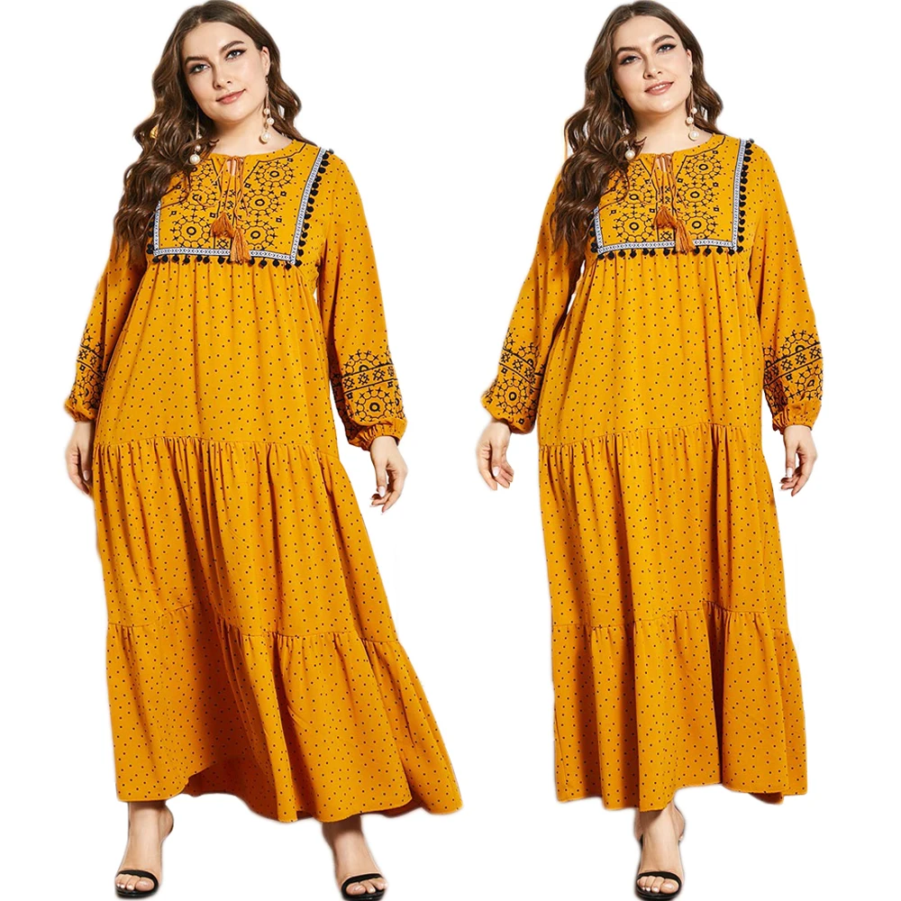 

Дубайский мусульманский Для женщин в этническом стиле Стиль длинное платье с кисточками Винтаж размера плюс Абаи исламский, арабский Макси...