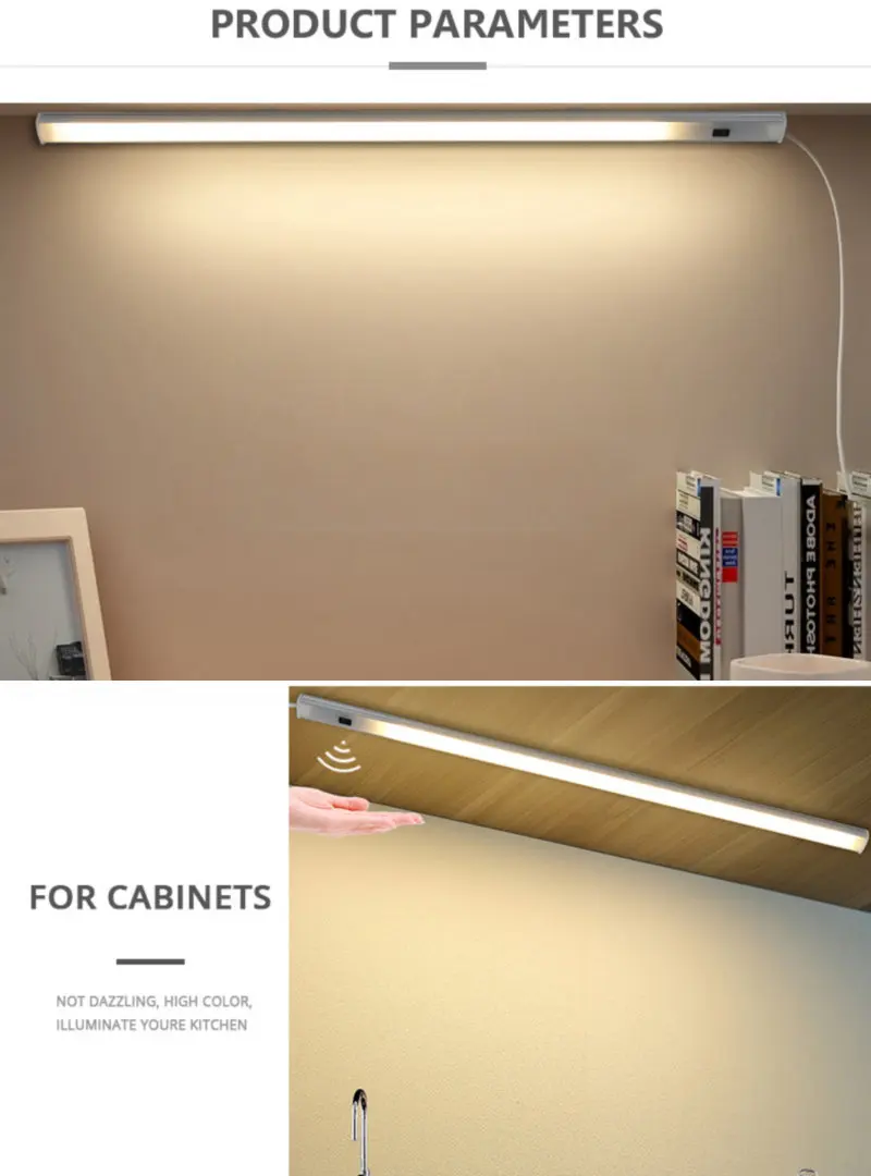 

5V USB LED Cabinet lights Smart Led Kitchen Light 30/40/50cm Hand Sweep Night Lamp Decor Wardrobe Bedroom Motion Sensor Lighting