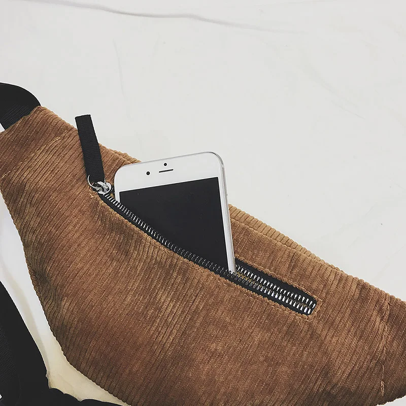 Дизайнерские вельветовые сумка пояс на молнии нагрудная Спортивная дорожная