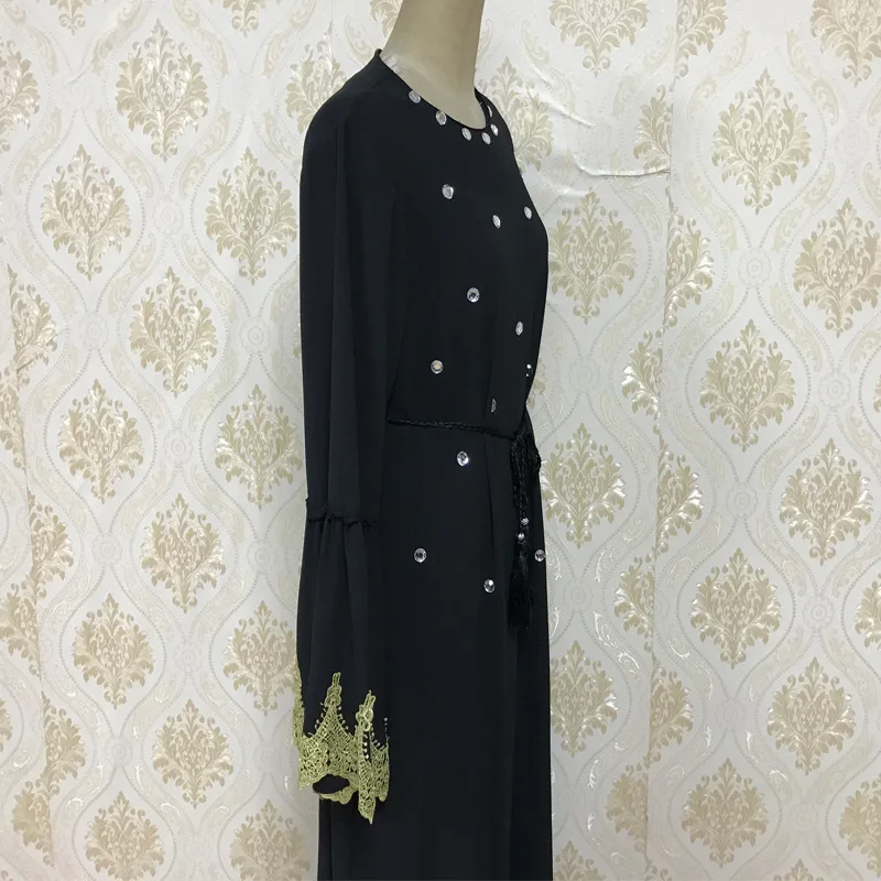 Дубай мусульманское Открытое платье абайя Женская Алмазная Верхняя одежда