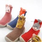 Детская обувь, носки-тапочки для мальчиков и девочек, зимняя вязаная резиновая Мягкая подошва, Детская Нескользящая Меховая зимняя обувь для младенцев