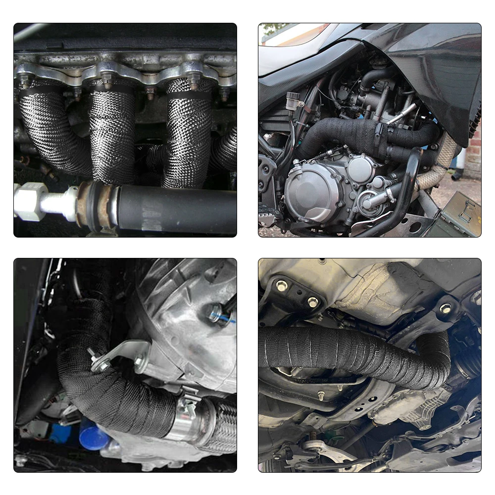 

1" 10M Motorcycle Exhaust Thermal Exhaust Tape Header Heat Wrap Resistant Downpipe For Motorcycle Car Accessories + 4 pcs Ties