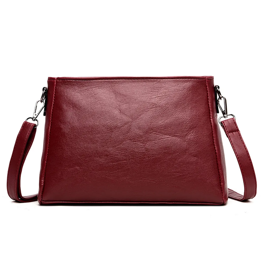 5 # Модные Женские однотонные кожаные сумки через плечо сумка мессенджер высокого
