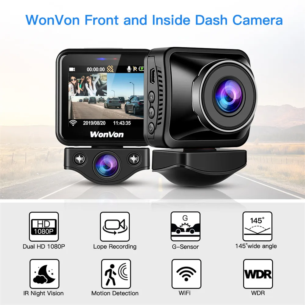 WonVon M5B Автомобильный видеорегистратор 145 ° lcd 2.0MP sony IMX307 IR ночного видения WiFi видеорегистратор HD 1080P двойной видеорегистратор g-сенсор циклическая запись