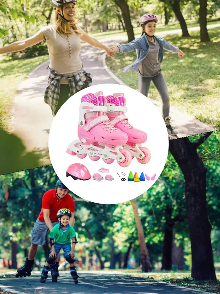 Beginner Inline Skates Adjustable Roller Skates Gift For Kids Training With 8 Illuminating Wheels Roller Skates Roller Sneaker