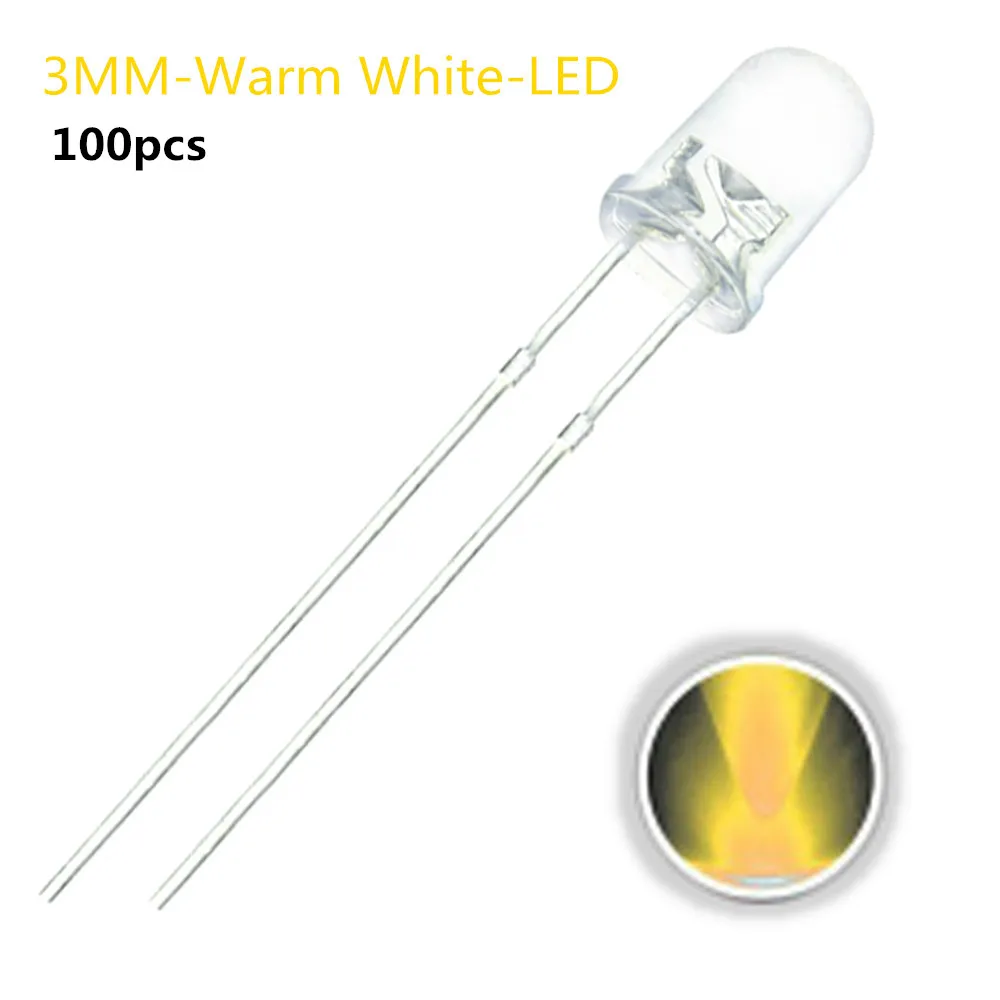 100 шт. светодиодные Диоды 3 мм набор в ассортименте светильник ые зеленые красные