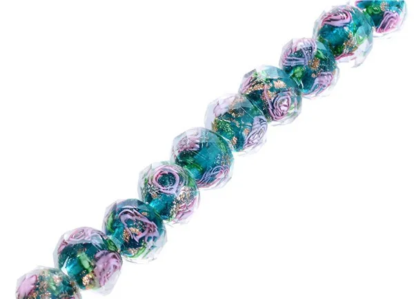 Peacock Blue 12 мм x 8 мм роза цветок лэмпворк стеклянные бусины для изготовления ювелирных изделий Кристалл муранского Рондель Сделай Сам бисер подвеска Аксессуары для рукоделия - Цвет: Peacock Blue