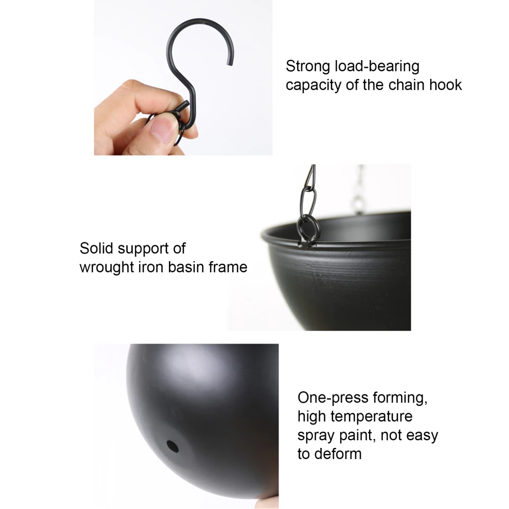 

Hanging Basket Pot Planter Garden Home Decorations Iron Wrought Nordic Style Balcony Black Flower Stand